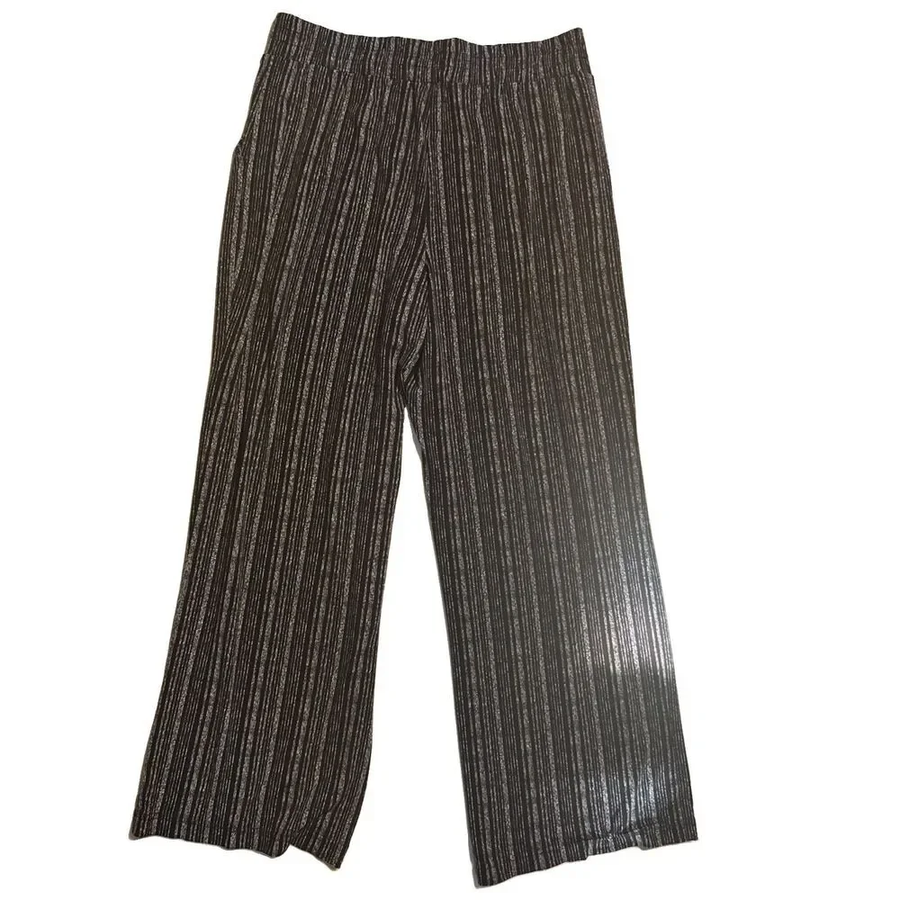 Maurices Black Wide Leg Stretchy Elegant Dress Pants Elastic Pockets Waist Sz M